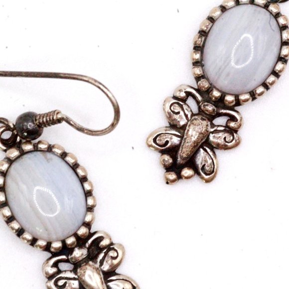 Contemporary QVC Sterling Silver Carolyn Pollack Agate Butterfly Dangle Earrings - Picture 5 of 9